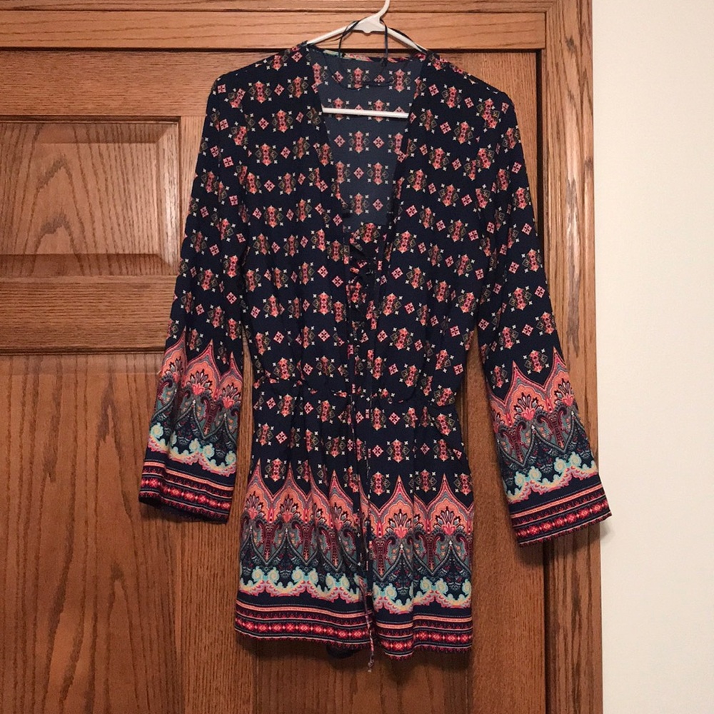 Printed Longsleeve Romper